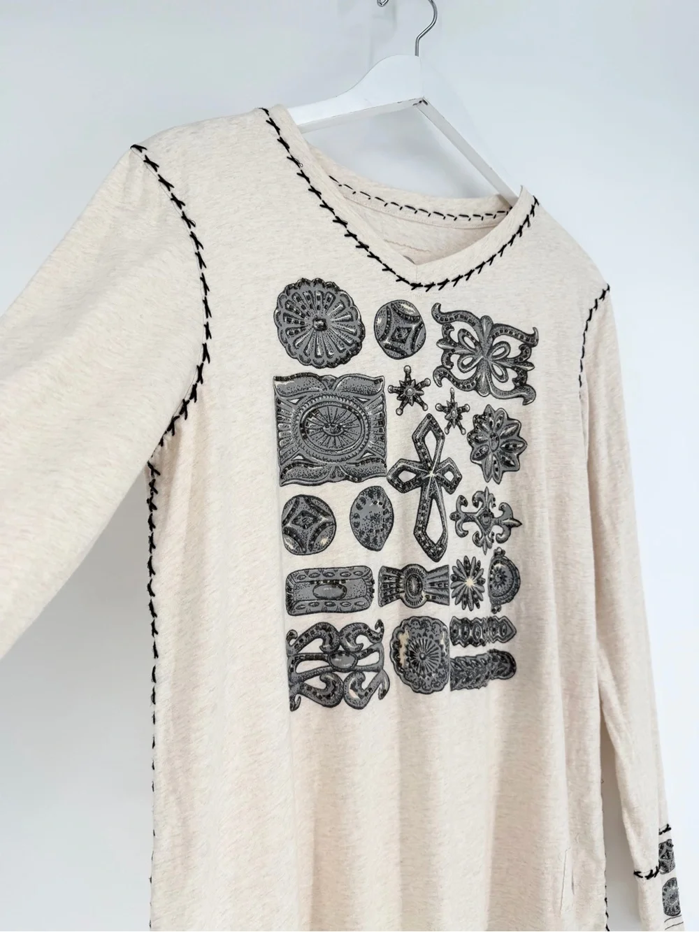 Double D Ranch Long Sleeve Top Beaded - Picture 2 of 10